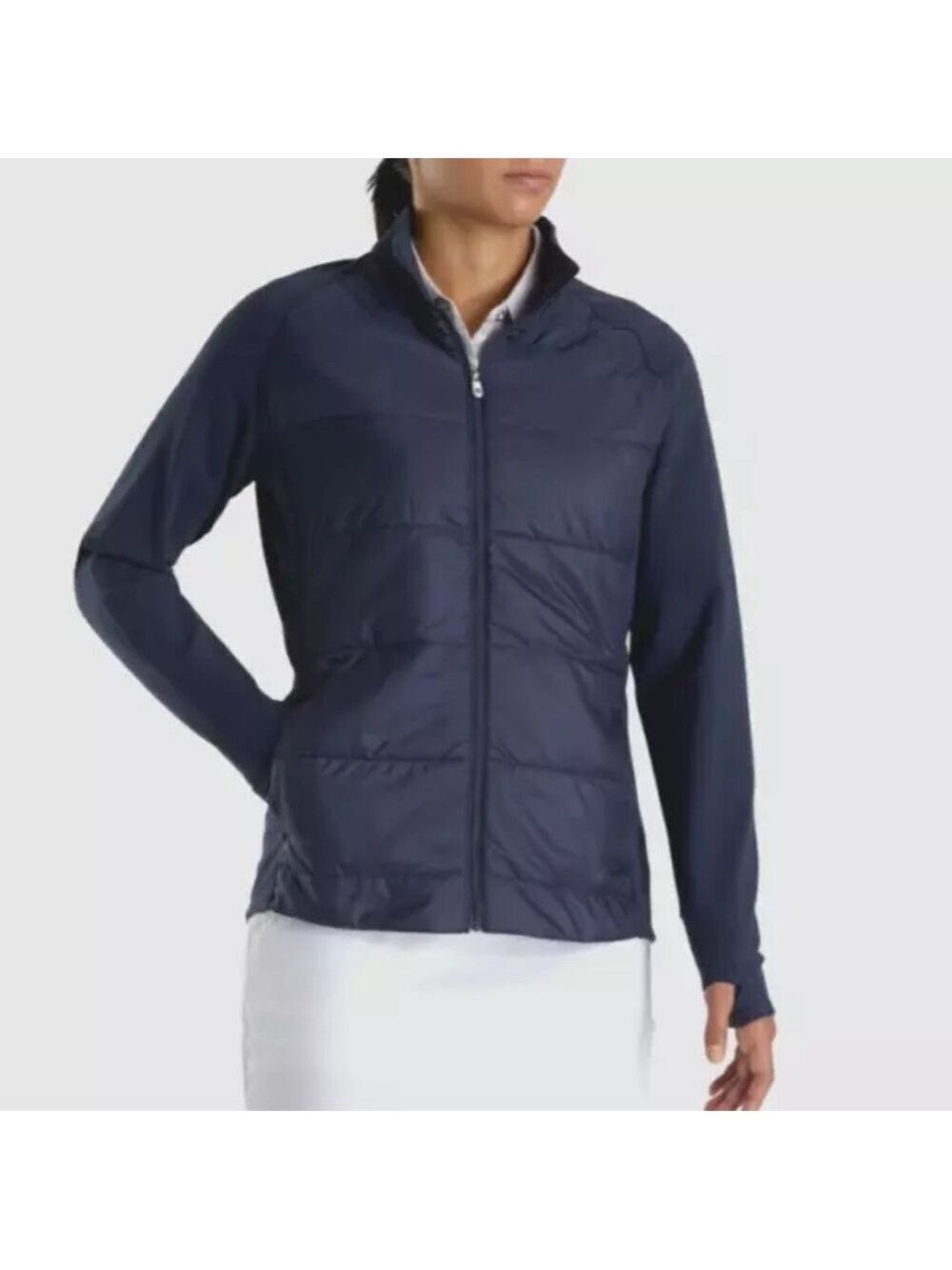 FootJoy Womens Hybrid Golf Jacket Insulated Front Panel Navy Blue Sz XL